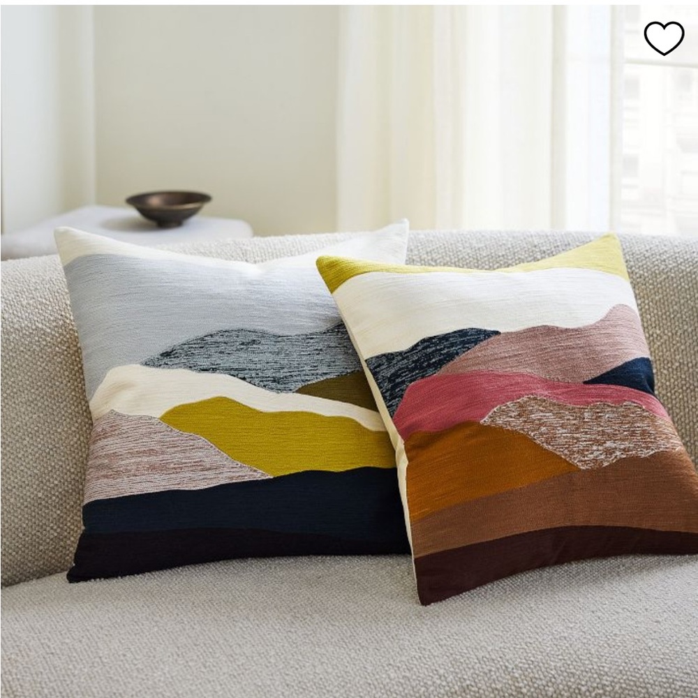 West Elm Desert Sunrise 🏜️ Crewel Landscape Pillow Cover
